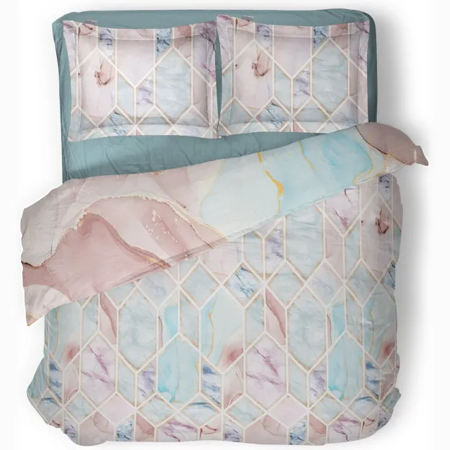 LINNICK Dekbedovertrek Katoen Geometric Diamond - Multi - Dekbedovertrek 200x200/220cm - 100% Katoen - Tweepersoons - Dekbedovertrekken - Geometrisch Dekbedovertrek