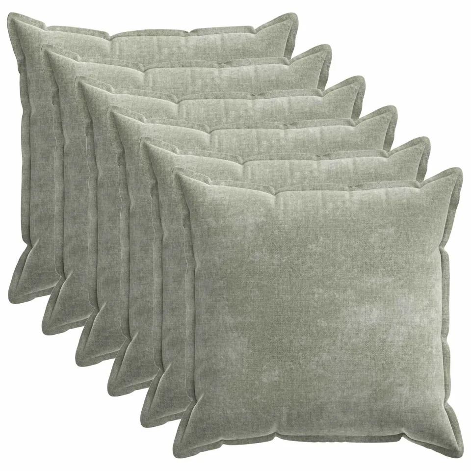 vidaXL Kussensloop 6 st HOUTEN Groen 65 x 65 cm Chenille Stof, foto 3