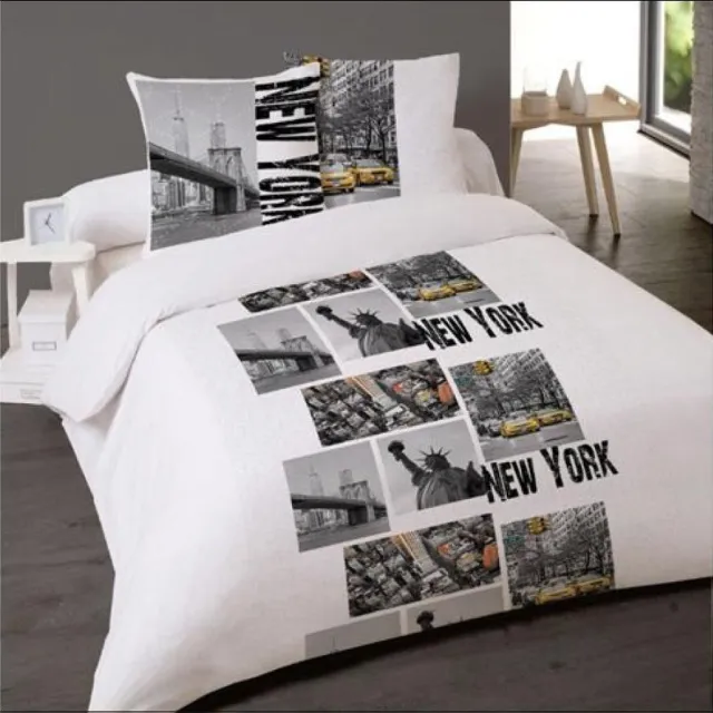 Better Nights Dekbedovertrek Ny skyline- 200x200 cm + 2 kussenslopen 65x65 cm - 100% katoen wit