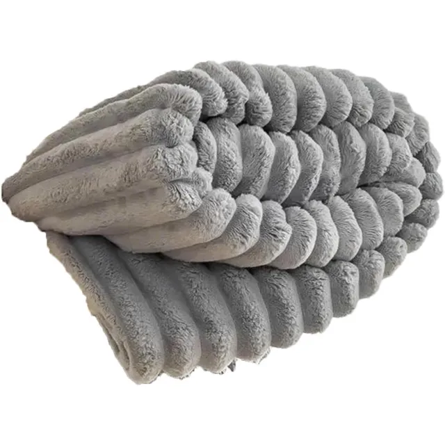 SNQ Deken – Fleece deken – Extra zachte gestreepte pluche deken – Lichtgewicht en comfortabel – Geschikt voor banken en bedden – Grijs – 120x200 cm