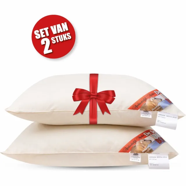 De Schaperie Schaperie Hoofdkussens - Set van 2 stuks - IWS gecertificeerd wol - Stevig - 1000g - 60x70cm Creme
