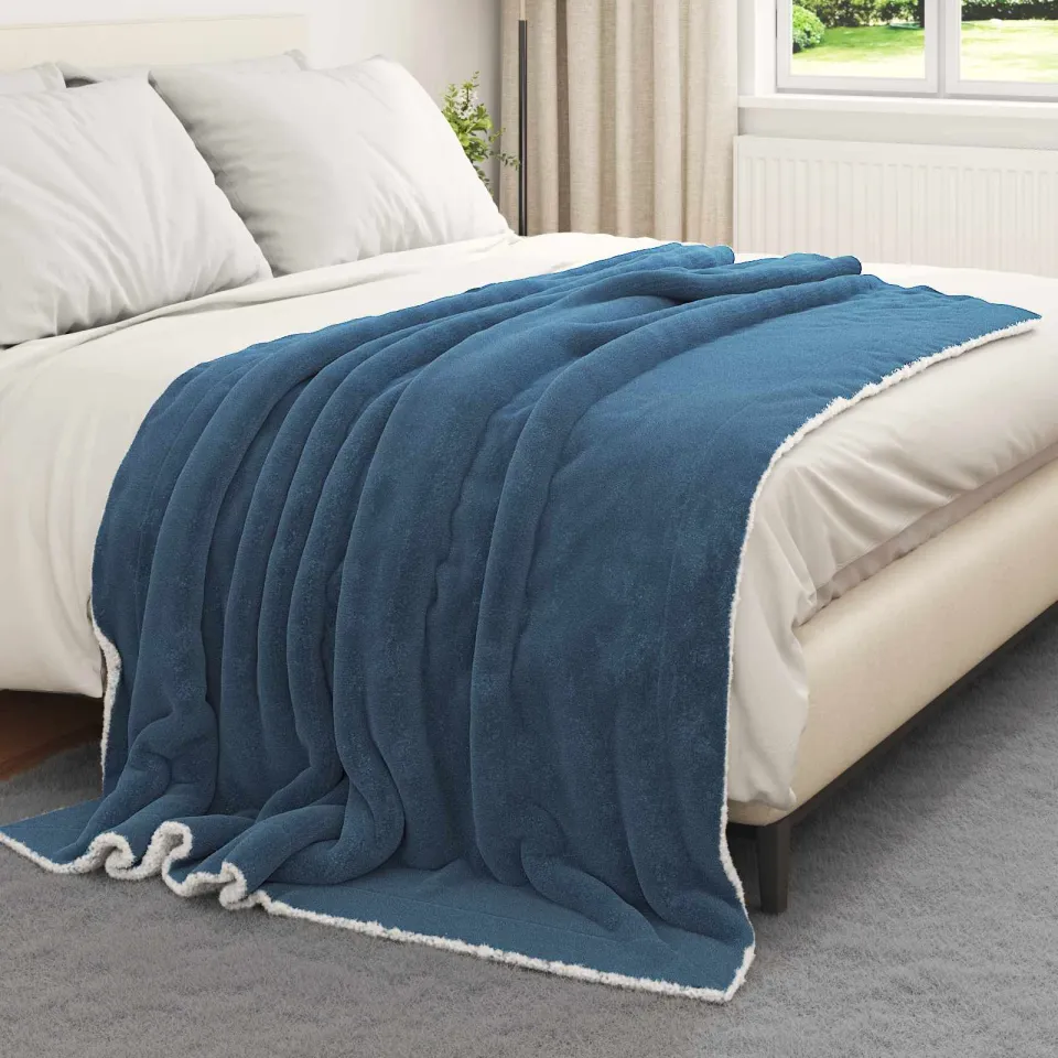 vidaXL plaid Marineblauw 200 x 150 cm 1,64 kg Fleece, foto 3