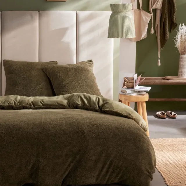 Today Beddengoed - VANDAAG - Teddy - 2 personen - 220 x 240 cm - Effen groen