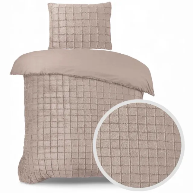 Husch Teddy Fleece Faux Fur Dekbedovertrek Taupe - Eenpersoons - 140x200/220 cm - Heerlijk Zacht