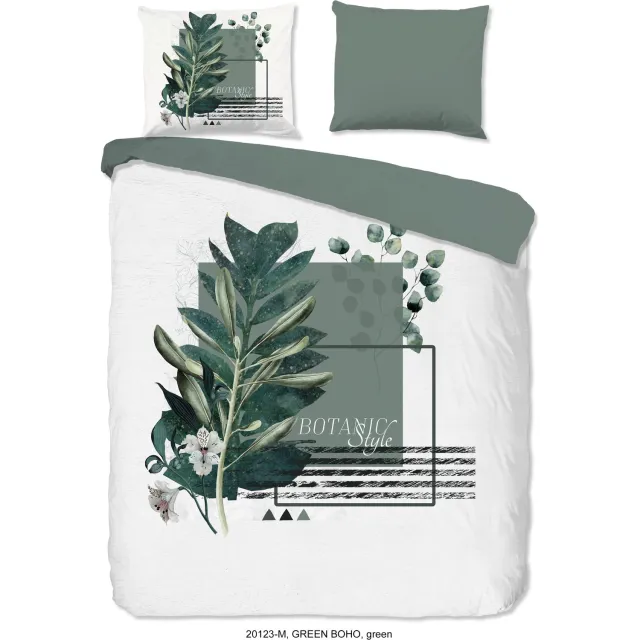 Pure dekbedovertrek grafisch blad - 2 persoons 200x200/220 cm - Groen - Microvezel Green