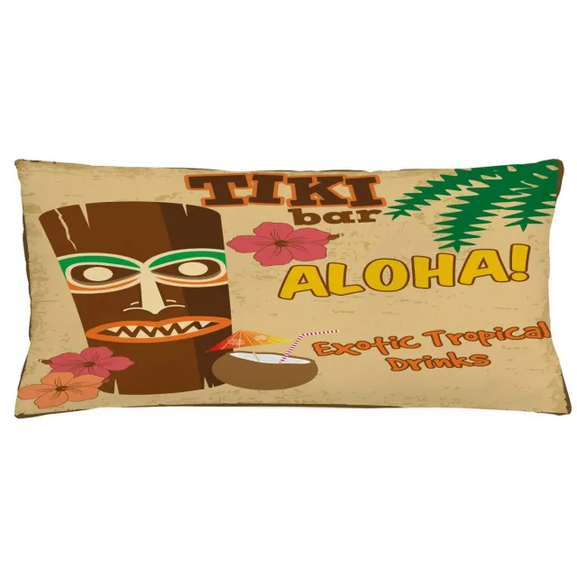 ABAKUHAUS Tiki Bar Kussenhoes, alt Drink, Decoratieve Kussenhoes met Dubbelzijdige Print, Ritssluiting, Wasbaar, 90 x 40 cm, Meerkleurig