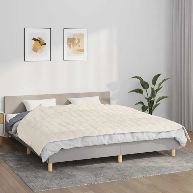 vidaXL Verzwaringsdeken 155x220 cm 11 kg stof lichtcrèmekleurig crème, foto 2