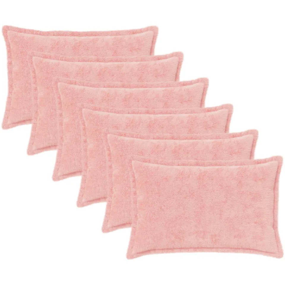 vidaXL Kussensloop 6 st HOUTEN Roze 50 x 80 cm Nep Konijnenbont, foto 3