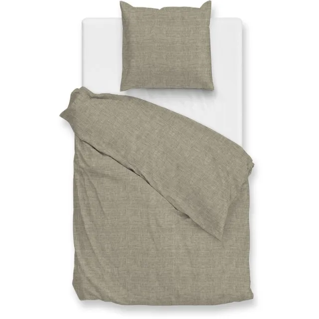 Zohome Dekbedovertrek Flanella di Lino - Khaki Beige - Dekbedhoes van 100% Katoen-Flanel - Uni - 2 slopen 60/70 cm