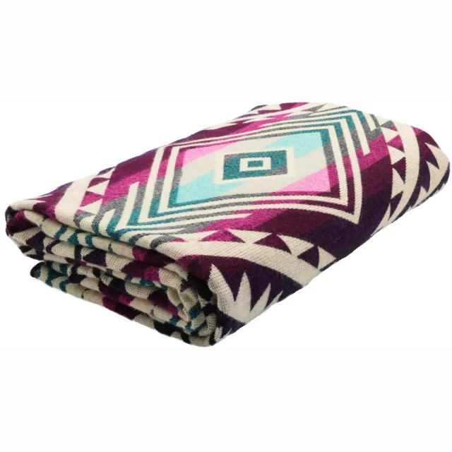 True Native Native plaid - Fairtrade - Ecuador - Woondeken - 200 x 230cm Roze