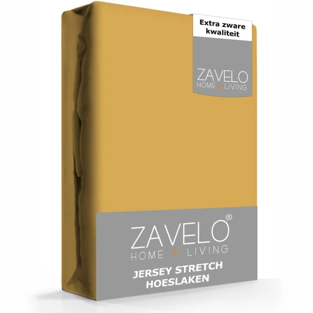 Zavelo Jersey Hoeslaken Okergeel - Lits-jumeaux (160x200 cm) - Hoogwaardige Kwaliteit - Rondom Elastisch - Perfecte Pasvorm