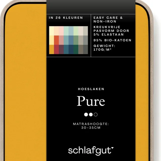 schlafgut Pure Bio Katoen Jersey Hoeslaken M - 120x200 - 130x220 196 Yellow Deep