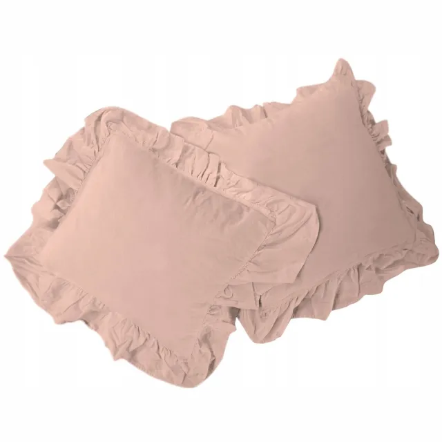 Darymex 2x Katoenen Kussenslopen met Ruches 40x40cm - Camello Roses