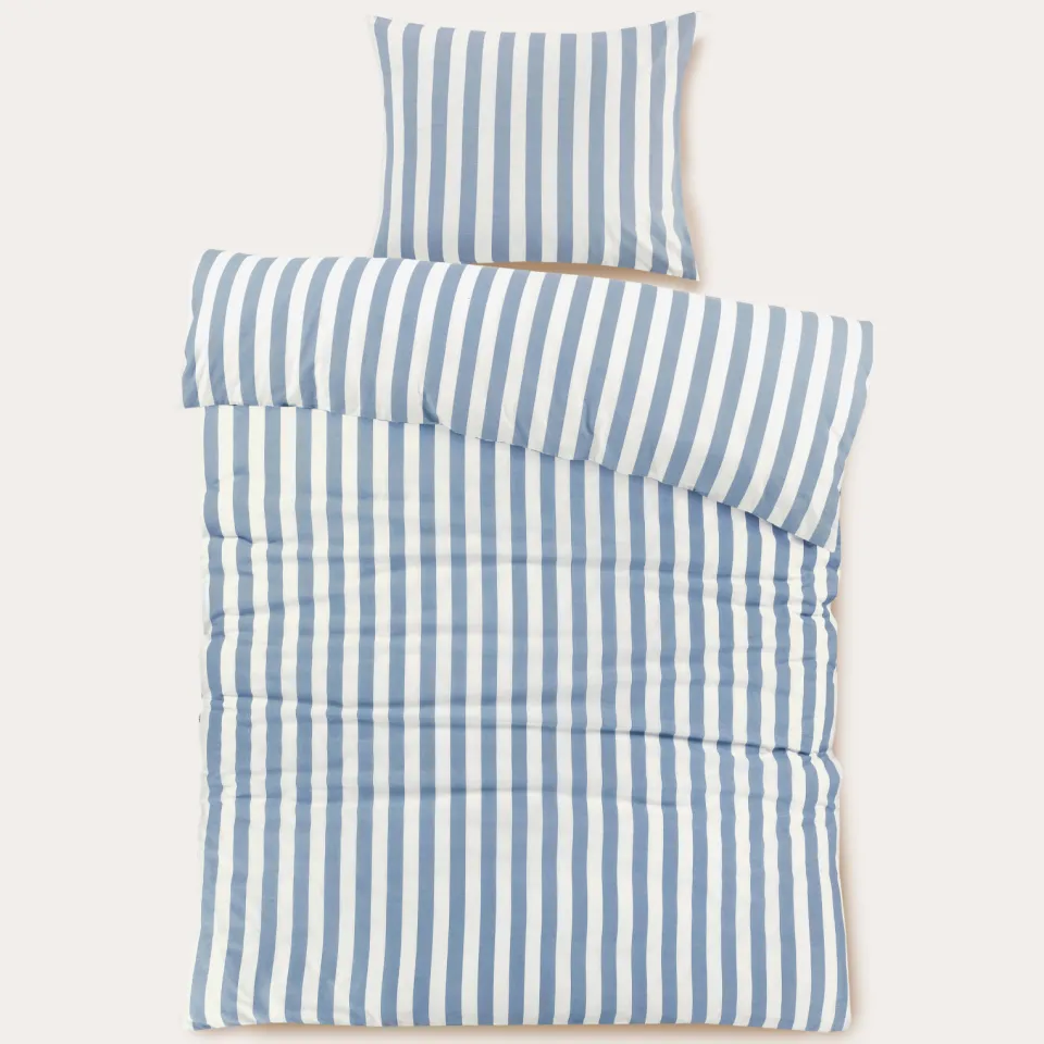 NOUS Living Ruffle Stripe dekbedovertrek blauw, foto 2