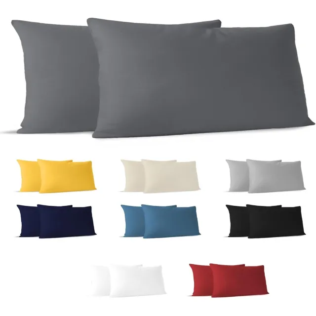 Famanu Kussensloop (set van 2) – antraciet katoen – voor kussens 40 x 80 cm – 100% jersey katoen – beddengoed dubbel bed kussensloop – kussenbeschermer – bestendig