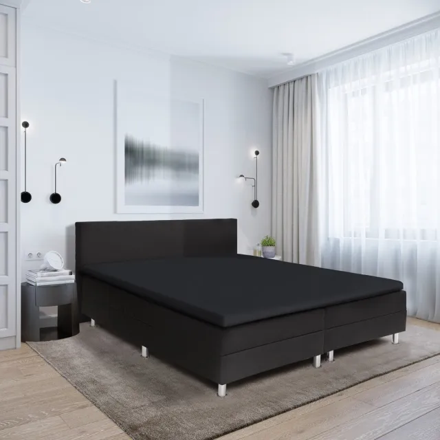 Zydante Topper Hoeslaken - Dubbel Jersey - Extra Dik & Zacht – Elastisch – Strijkvrij - Villa Park - Antraciet / 200x90