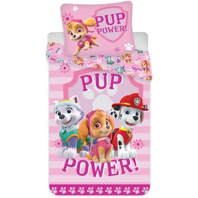 Mancs Őrjárat Paw Patrol peuterdekbedovertrek Pup Power 100 x 135 cm - 40 x 60 cm Katoen Roze