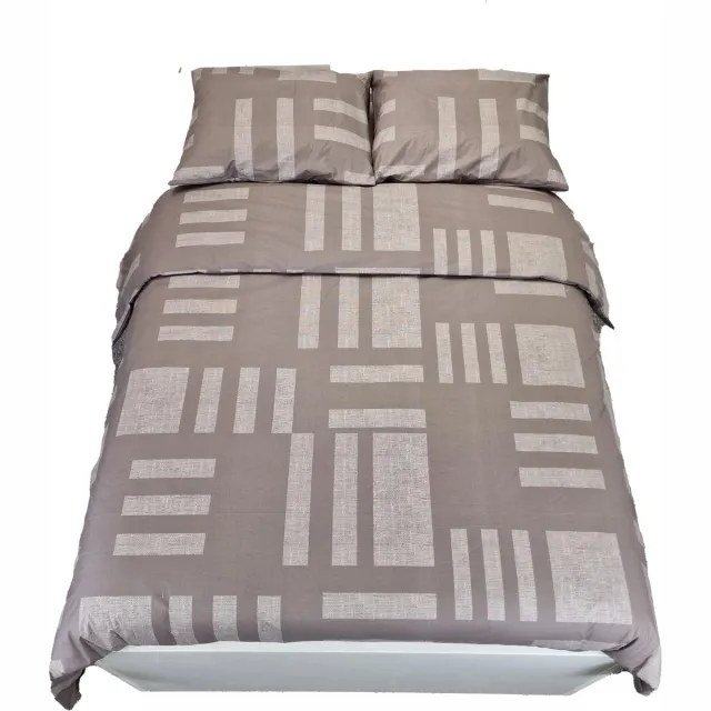 Sofiben Budgetline - Tetris Taupe - dekbedovertrek met een doorlopende rits over 3 zijden - afm. 140x200