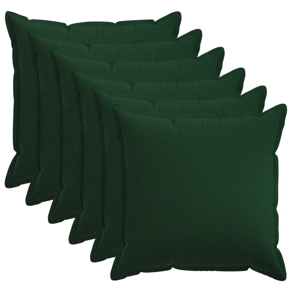 vidaXL Kussensloop 6 st HOUTEN Donkergroen 60 x 60 cm Faux Linnen groen, foto 3