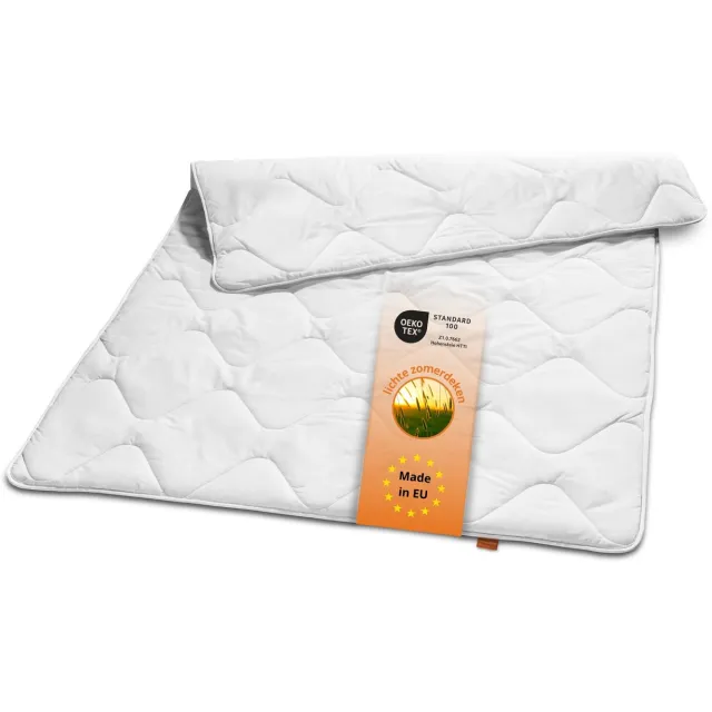 Sleepling ultralichte zomerdekbed - dekbed 155x220 cm - allergievriendelijke microvezelhoes - als zomerdeken, dun dekbed, lichte deken voor zomer - Made in EU - 155 x 220 cm - wit