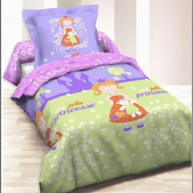 Better Nights Kinderdekbedovertrek Jolie Princesse - 1 -persoons- 140x200 cm met 1 kussensloop 65x65 - 100 % katoen groen