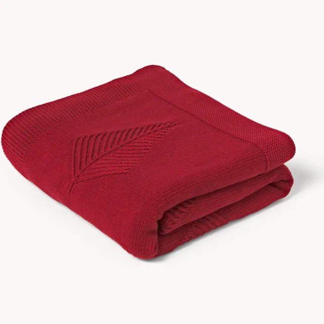 Westwing Collection Katoenen plaid Beryl met winters motief Rood