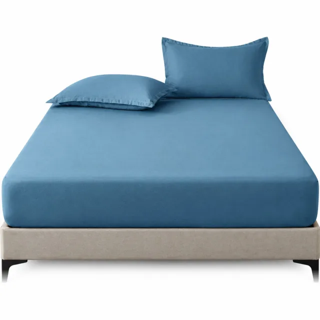 SWGOTA Blauw hoeslaken 180 x 200 cm van polyester, effen beddengoed