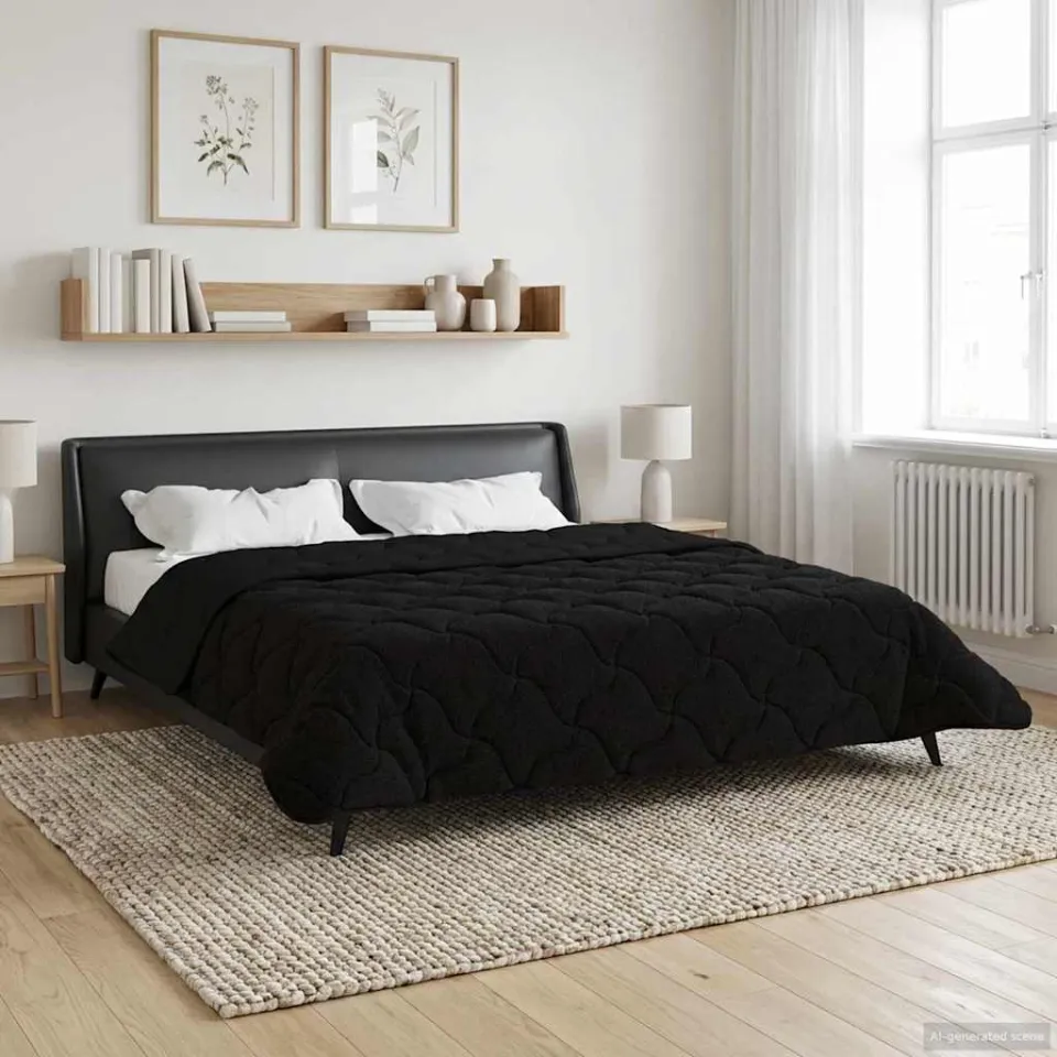 vidaXL Zomer Dekbed 200 x 200 cm Zomer Zwart Ademend, foto 4