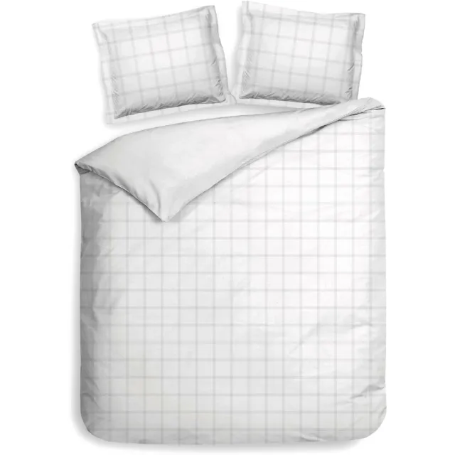 Heckettlane Dekbedovertrek Diamante - Bedlinnen - 240x200-220 cm - Lits-Jumeaux - Wit - Dekbedovertrek van 100% Katoen-Satijn White