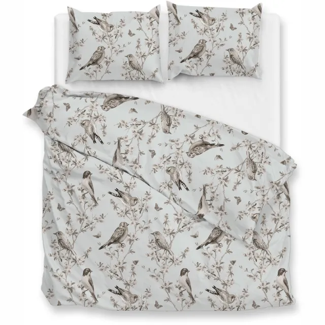 Zohome Dekbedovertrek Uccello - Bedlinnen met Takken print - Grijs - Dekbedhoes van 100% Katoen-Flanel