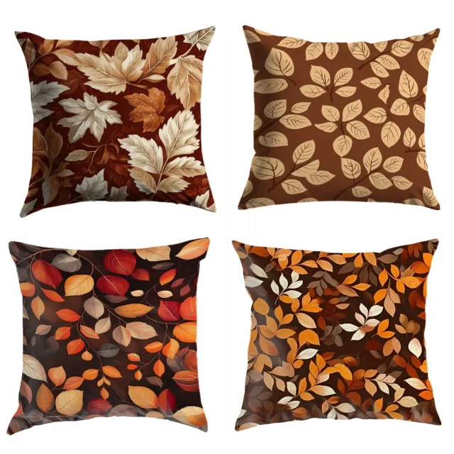 Media Design Set van 4 Decoratieve Sierkussenslopen 40x40 cm - Herfst Thema Multicolor