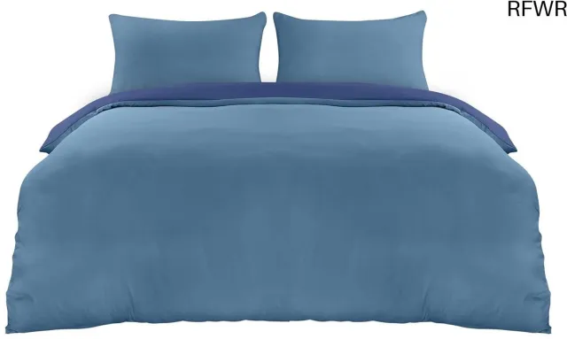 RFWR Dekbedovertrek Set - Zachte Microvezel met Kussenslopen - Donkerblauw en Lichtblauw