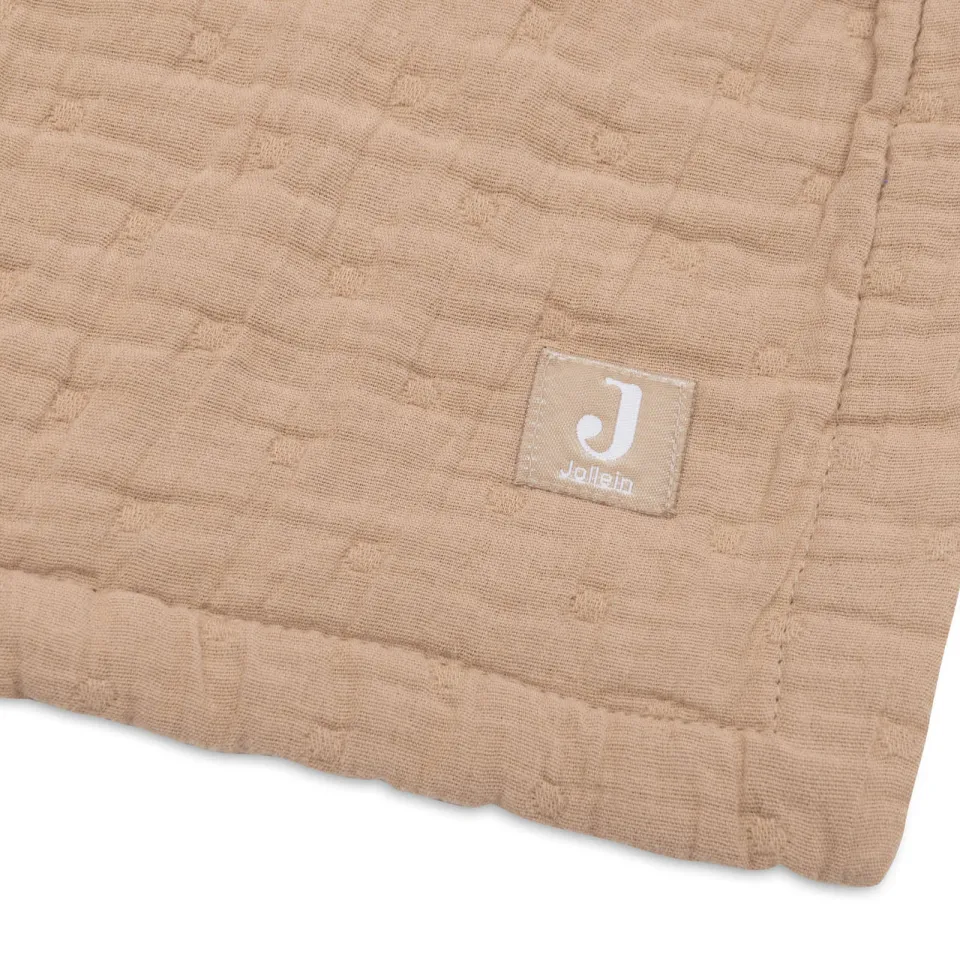 Jollein hydrofiele wiegdeken Jacquard biscuit bruin, foto 5
