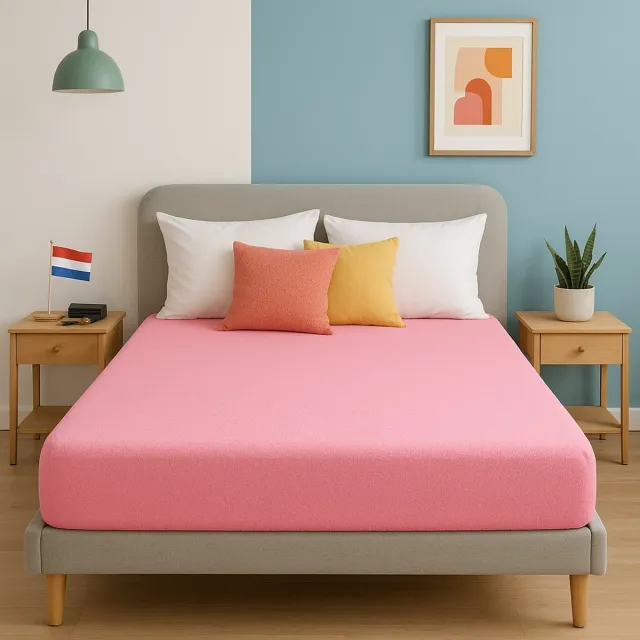 Saphira ESSENTIALS Badstof Hoeslaken – Roze – 200x220/200 cm – 40 cm Matrashoogte – 80% Katoen / 20% Polyester – 360° Rondom Elastiek – Luxe Comfort & Perfecte Pasvorm