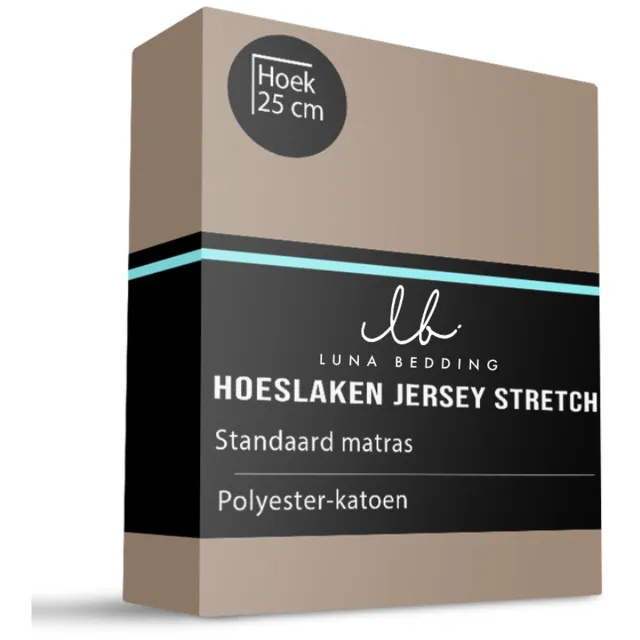 Dekbed-Discounter Luna Bedding Hoeslaken 190/200 x 200 cm - Jersey - Geschikt voor matrassen tot 22 cm hoog - Wasbaar op 40 graden - Strijkvrij - Taupe