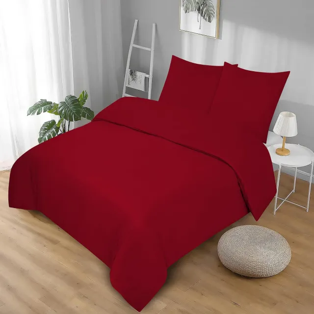 Ibenzoa Katoenen Beddengoedset met Kussensloop, Comfortabel en Onderhoudsvriendelijk, Kersenrood