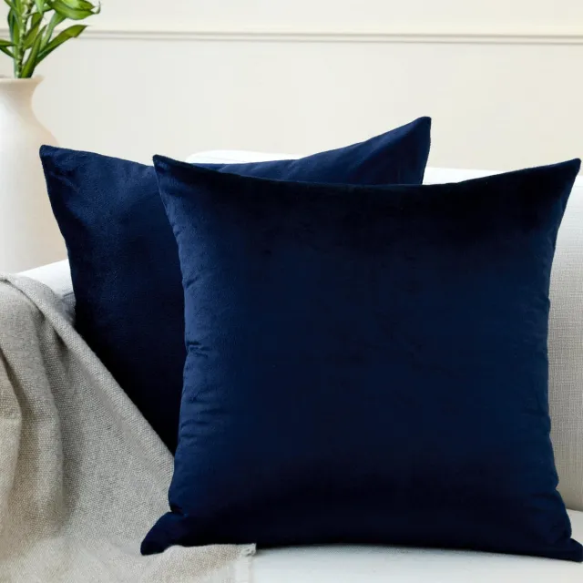 Ibenzoa Zachte Velours Kussenslopen Set van 2, 50x50 cm, Navy Blauw, Voor Bank, Sofa, Bed en Woonkamer donkerblauw