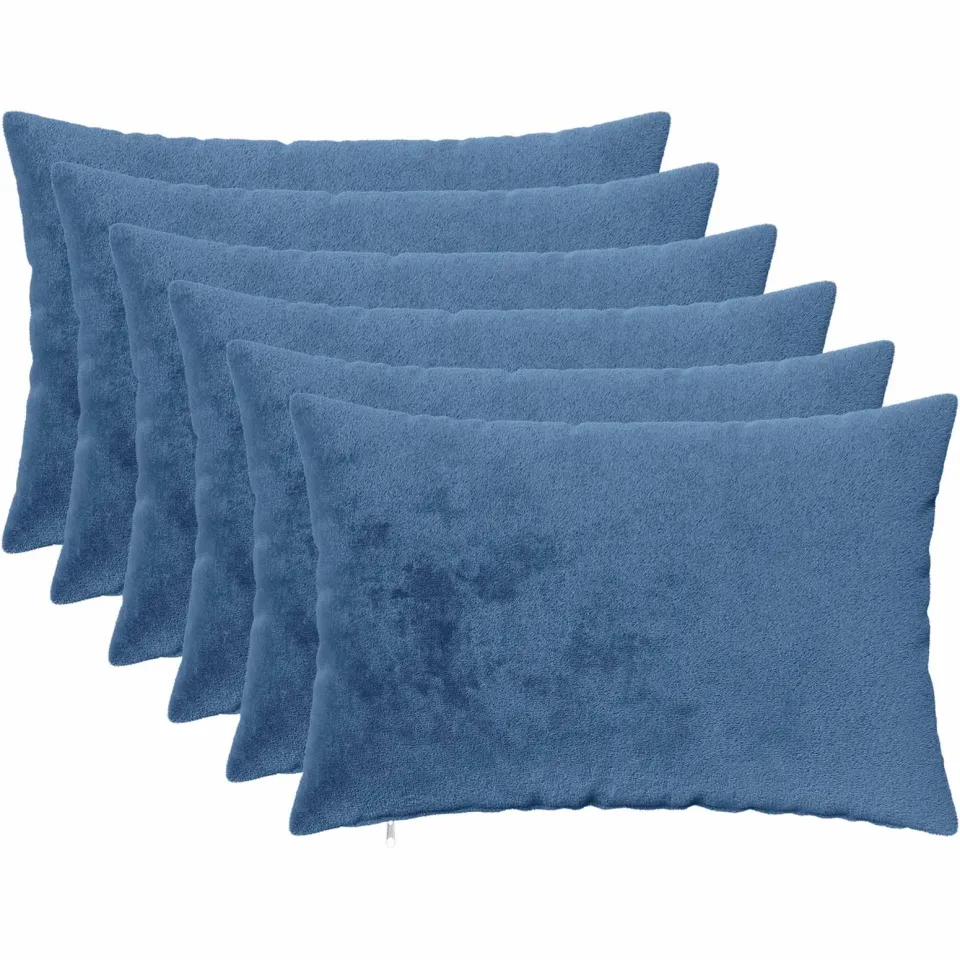 vidaXL Kussensloop 6 st HEERLEN Lichtblauw 50 x 80 cm Flanel blauw, foto 3