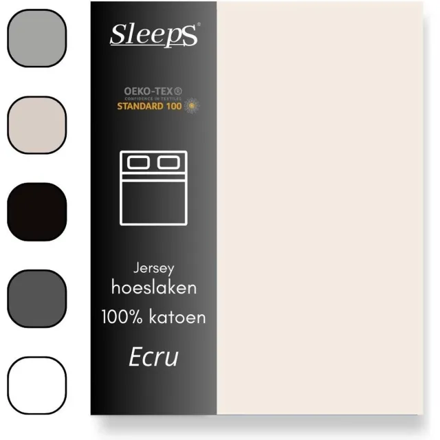 Sleeps Jersey Hoeslaken Katoen - 120x200 cm - Ecru - Strijkvrij