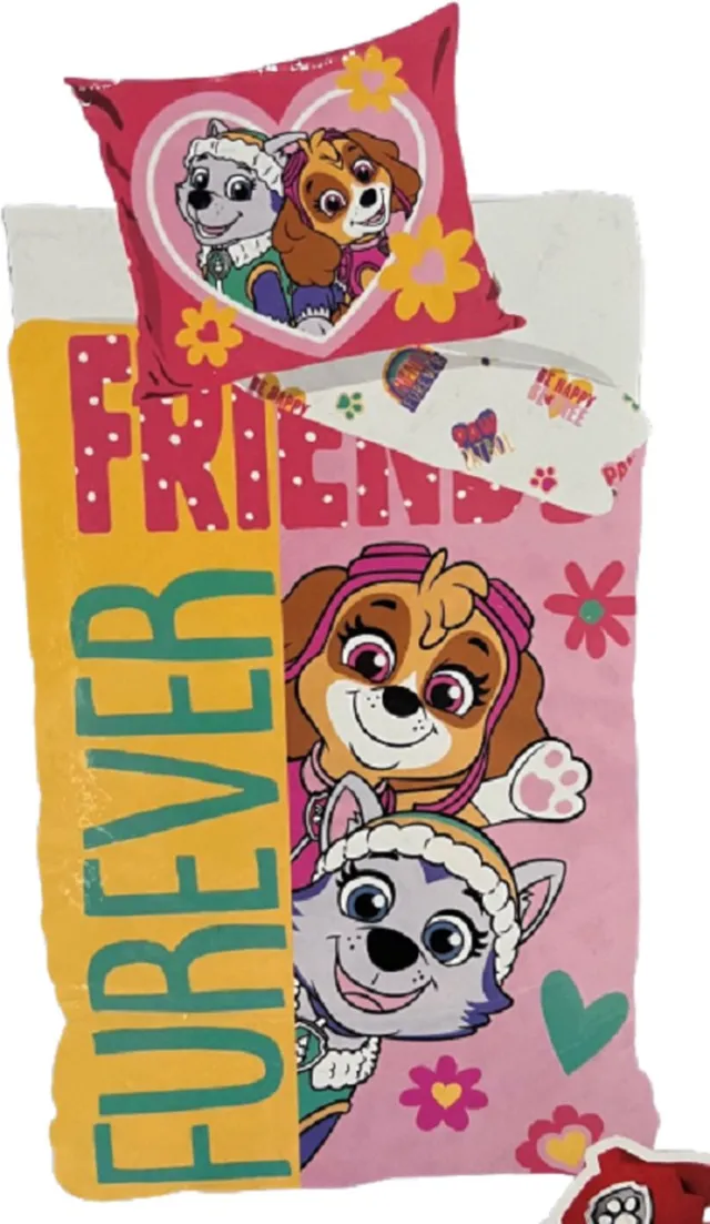 PAW Patrol Dekbedovertrek Paw Patrol roze 140x200 cm - Furever Friends dekbedhoes met kussensloop - eenpersoons dekbed