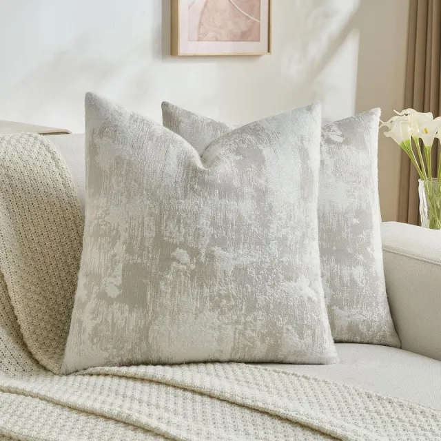 Famanu Set van 2 cashmere kussenhoezen, 40 x 40 cm, decoratieve vierkante kussenslopen, zacht en stijlvol voor slaapkamer en woonkamer Wit