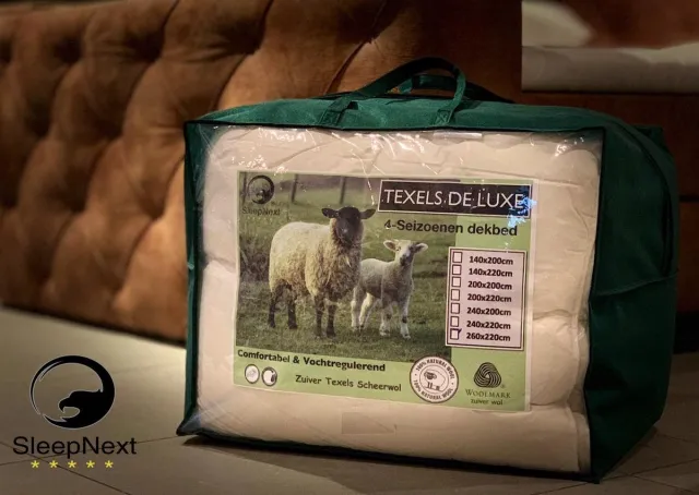 SleepNext Texel wol 4 seizoenen Hotel dekbed - 100% Scheerwol - 140x200 - 1 persoons gebroken wit