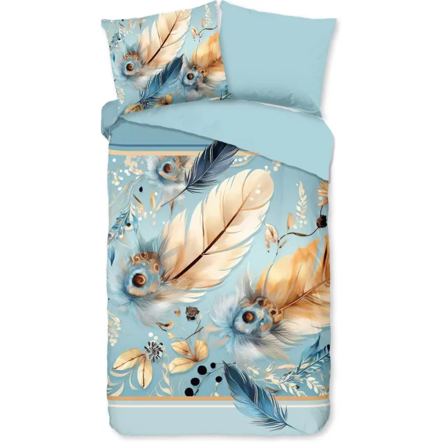 Pure dekbedovertrek veren/ oosters - 1 persoons 140x200/220 cm - Aqua - Microvezel
