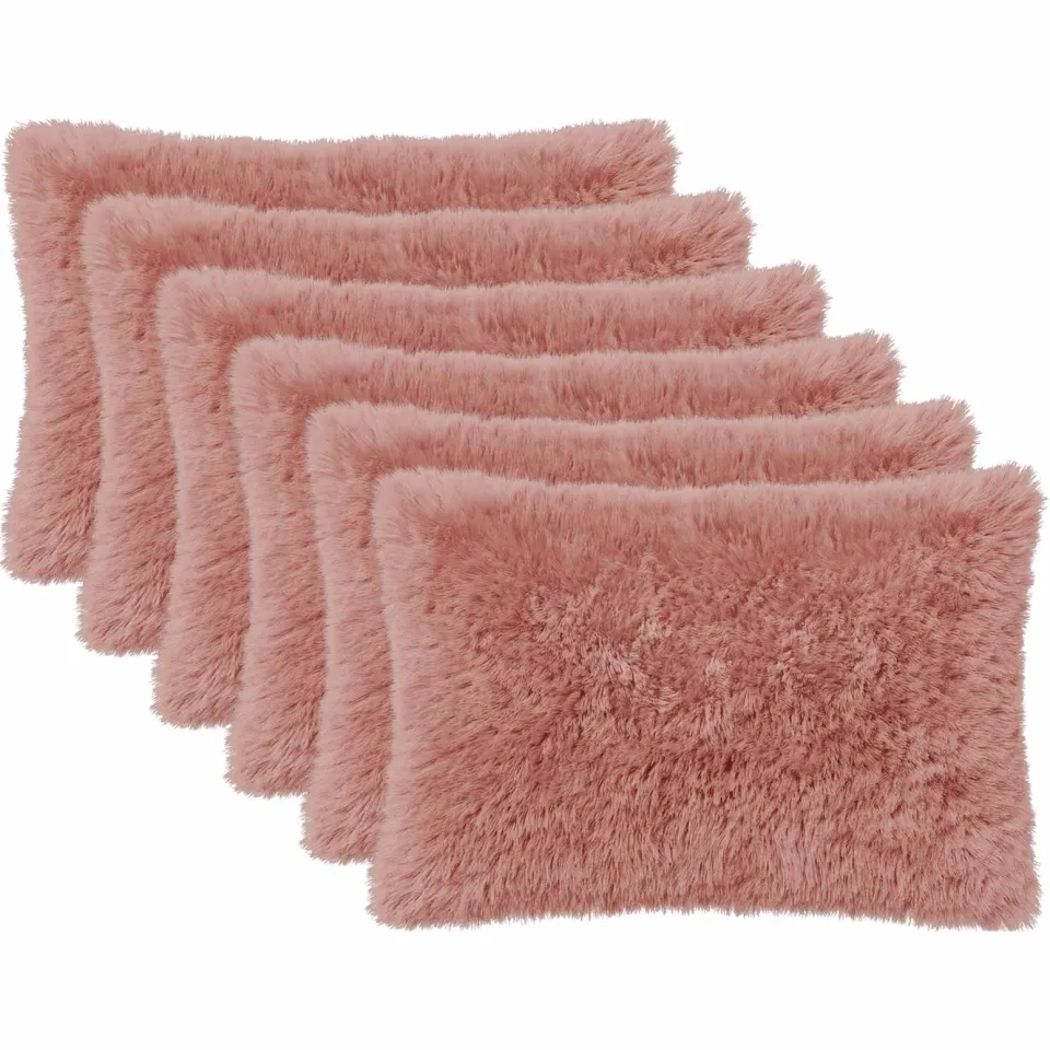 vidaXL Kussensloop 6 st HEERLEN Roze 40 x 60 cm PV Fleece, foto 3