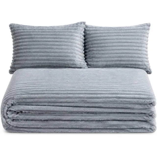 SWGOTA Grijs hoeslaken 150 x 200 cm met ribstructuur en imitatiekonijnenbont, voor matrassen tot 30 cm dik, 1 stuk