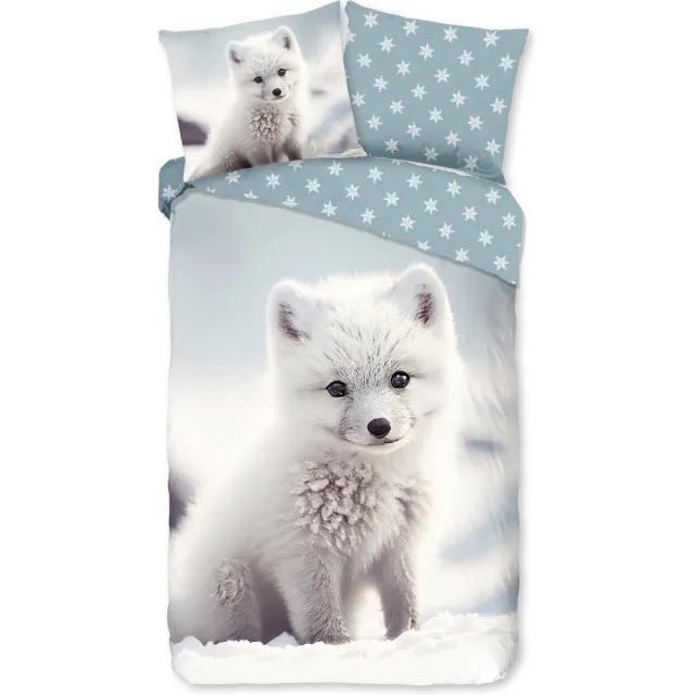 Good Morning dekbedovertrek baby poolvos - Wit - 100% Katoen flanel White