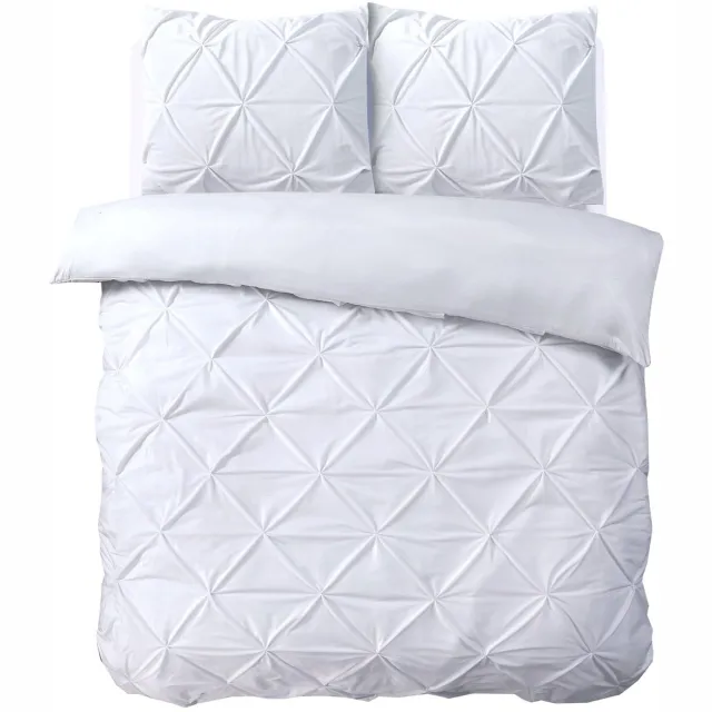Sleeptime Velvet Pintuck Dekbedovertrek - Eenpersoons - 140X200/260 + 1 x kussensloop 60x70 - Wit