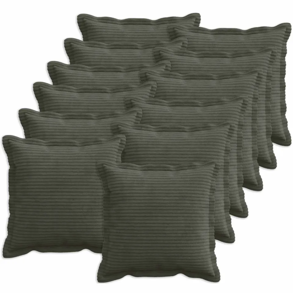 vidaXL Kussensloop 12 st HOUTEN Antraciet 45 x 45 cm corduroy, foto 3