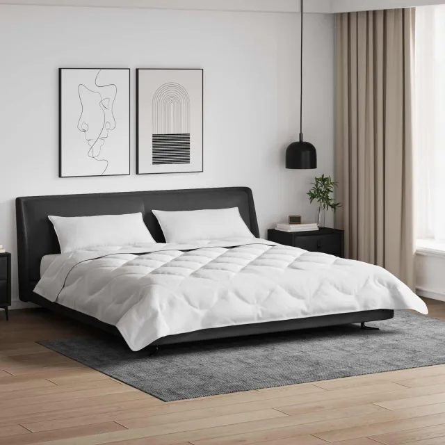 vidaXL Dekbed met kussen 3 st Wit Microfibre