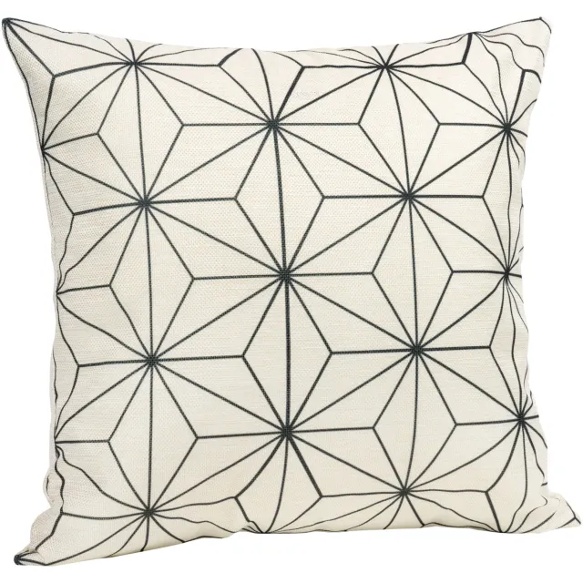 QUVIO Kussenhoes met ster patroon - 45 x 45 cm - Zwart/Beige